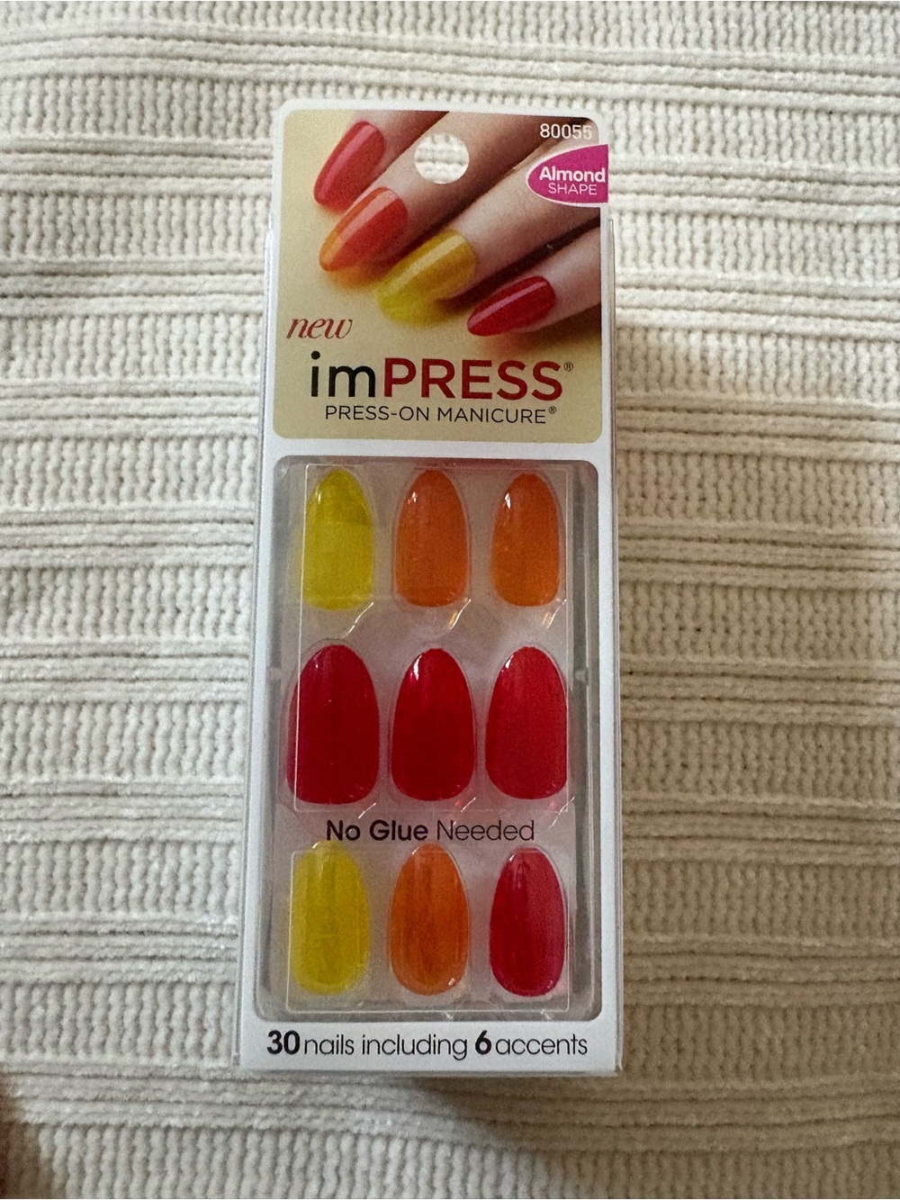 imPRESS Press-On Manicure Almond Shape - Red, Orange & Yellow